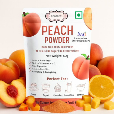 Confect Peach Fruit Powder | Pure Fruit Powder for Smoothies, Baking| Vegan, Gluten-Free Nutrition Drink(50 g, Peach Flavored)