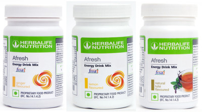 HERBALIFE AFRESH ENERGY DRINK MIX COMBO OF GINGER + LEMON + TULSI SET OF 3 Energy Drink(3x50 g, GINGER, LEMON, TULSI Flavored)