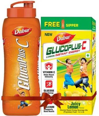 Dabur GlucoPlus-C Lemon 500g Energy Drink Mix - Get Sipper Free Energy Drink
