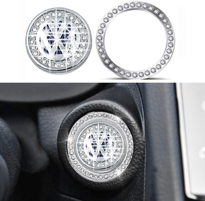 Pivdo Car Push Start Button Cover Diamond Ring Car Virtus, Taigun, Tiguan, ID.4, Ameo Engine Start/Stop Button