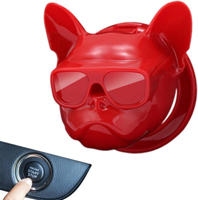 KolorFish Engine Push to Start Button Ignition Cover Universal Button Decoration (Red Dog) Engine Start/Stop Button