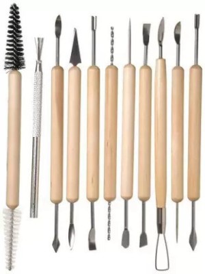 KRAFTMASTERS Art Ceramic 11 Pcs Wooden Handle Clay Pottery Sculpting Tools Engraving Set