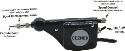 Ceznek Handy Electric Engraving Machine - Vibration type Useful to Engrave on Jewellery/Metal/Steel/Vessels/Wood/Plastic/Etc Engraving Set Engraving Set Engraving Set