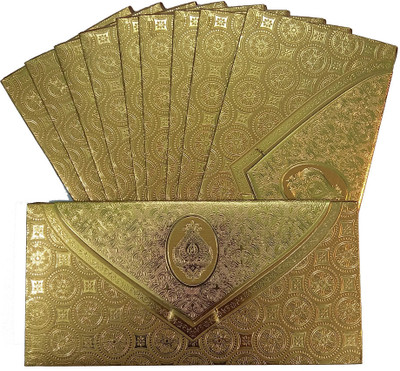 Vanya Creations Paper 3 Fold Taj Metallic Finish Shagun Envelopes for Gifting Sagan Lifafa Envelopes(Pack of 20 Gold)