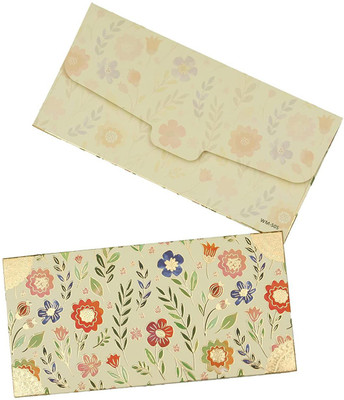 LIFAFEWALA Premium Digital Flowers Print Design Shagun Envelopes in Matt Finish |(M-253) Envelopes(Pack of 10 Yellow)