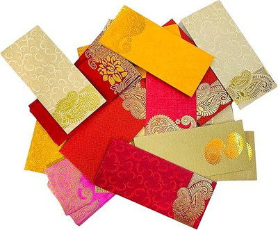 Creeknest Ethnic Shagun Lifafa Envelope Ceremony Sagan & Invitation Envelopes Cards Envelopes(Pack of 12 Multicolor)