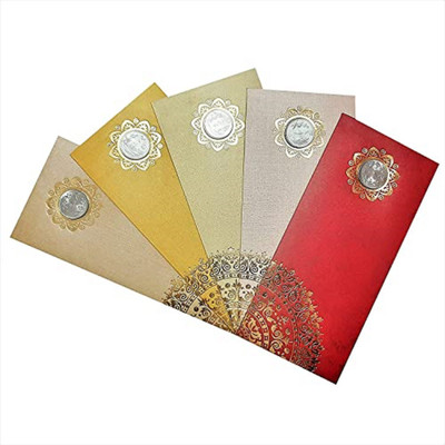 Peeplvalue Pack of 30 Designer shagun envelope with one rupee coin Envelopes(Pack of 30 Multicolor)