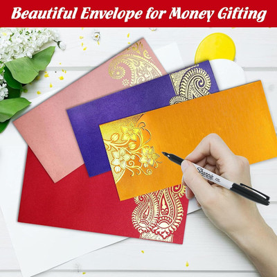 HUZURLU Inkware Designer Shagun Envelopes | Money Holder Card Fancy Packet Envelopes(Pack of 1 Multicolor)