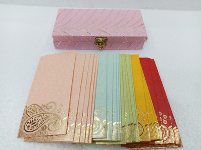Dazzzled By Pihu Handmade Pink GotaPatti Box & Double Paisley Shagan Envelopes(Pack of 25 Multicolor)