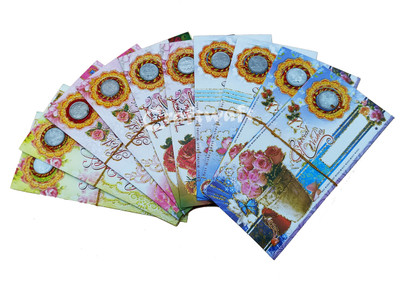 CRAFTWAFT Designer Multicolored Sagun Cash Gift Money Envelopes with One Rupee Coin Envelopes(Pack of 40 Multicolor)
