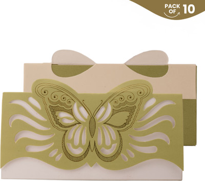 PUJAA PLUS Enveluxe Butterfly Bliss Envelope Green - Pack of 10 D25C1 Envelopes(Pack of 10 Green)
