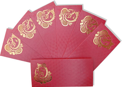 AccuPrints Red Ganesh shagun envelope Envelopes(Pack of 25 Red)