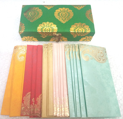 Dazzzled By Pihu Handmade Brocade Box & Single Paisley Shagan Envelopes for Gifting Purpose Envelopes(Pack of 25 Multicolor)