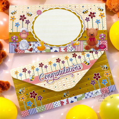LIFAFEWALA Latest Kids Envelopes in 3 Fold Colorful Design for Gifting,Parties,Festivals| Envelopes(Pack of 10 Multicolor)
