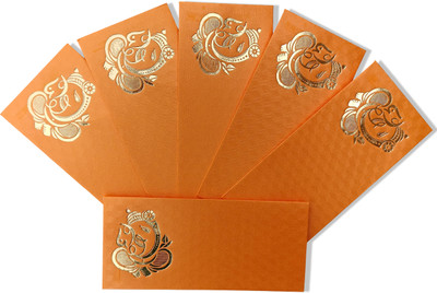 AccuPrints Orange Ganesh shagun envelope Envelopes(Pack of 25 Orange)