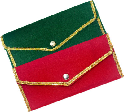 Dulhan Enterprises Velvet Envelope Envelopes(Pack of 2 Green, Red)