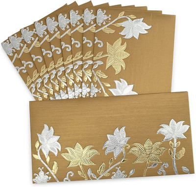 LIFAFEWALA Fancy Flower Bail Design Shagun Envelopes. Envelopes(Pack of 10 Gold)