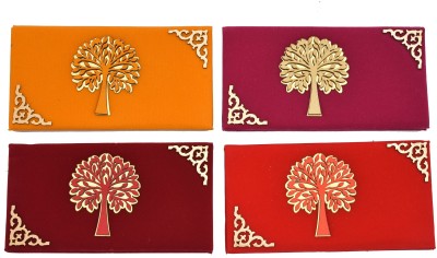 Anand Cards Shagun Money Envelope in Velvet with Laser Cut Tree Made with Card Paper Sheet Envelopes(Pack of 2 Multicolor)