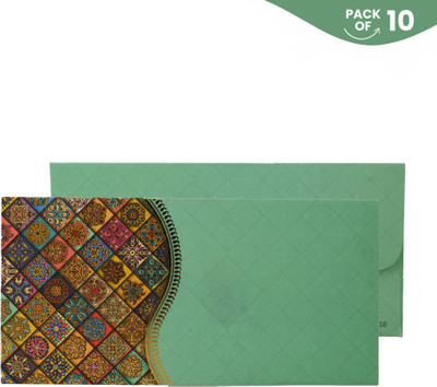 PUJAA PLUS Enveluxe Mandala Magic Envelope Sea Green - Pack of 10 D14C1 Envelopes(Pack of 10 Green)