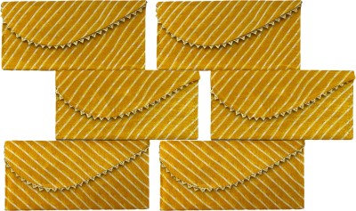 Orange Paper Leheria Design Shagun Envelope Wedding Money Gift Shagun Lifafa Pack OF 6 Yellow Envelopes(Pack of 6 Yellow)