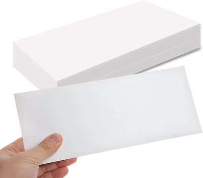 CharuGraphics Premium Super White Envelope for Letter 140 gsm Size 9.5 inches x 4.5 inches Envelopes(Pack of 25 White)