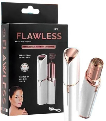 Feelon Waxing-Free Lipstick Shape Face Hair Remover for Women Strips Cordless Epilator(White)