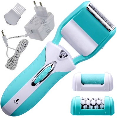 KEEMIIE A Ladies 3in1 Rechargeable Washable Foot Callus Remover Trimmer Shaver Painless Cordless Epilator(White, Light Blue)