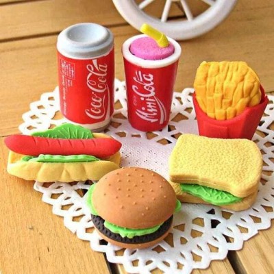 AMANVANI Cute Erasers for Kids Stylish Mini Rubber Eraser Set Fast Food Eraser Non-Toxic Eraser(Multicolor)