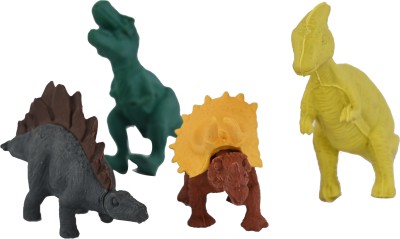 PlayKith Dinosaur Theme-Eraser Set, Return Gift For Kids Multiple Shapes Non-Toxic Eraser(Set of 4, Multicolor)