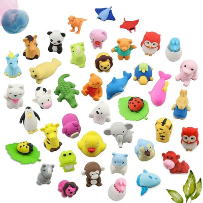Mallexo Unique 3D Animal Cartoon Eraser for Kids 15Pcs Rubber Unicorn Eraser Set Non-Toxic Eraser(Set of 15, Multicolor)
