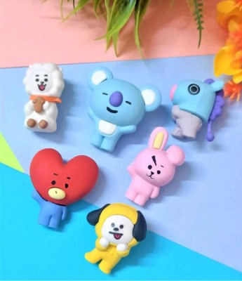 Poohan BTS THEME 3D ERASERS for Kids Stationery School Supplies PACK OF 6 Non-Toxic Eraser(Set of 6, Multicolor)
