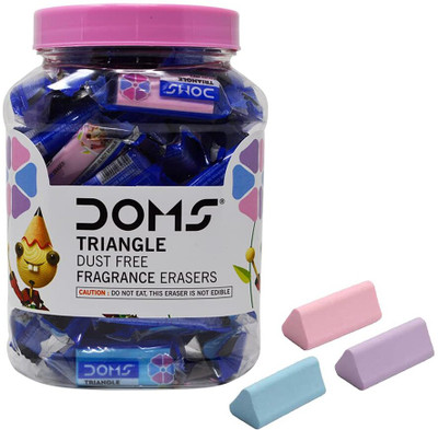 DOMS Triangular Dust Free Fragrance Eraser Jar Pack Non-Toxic Eraser(Set of 1, Multicolor)