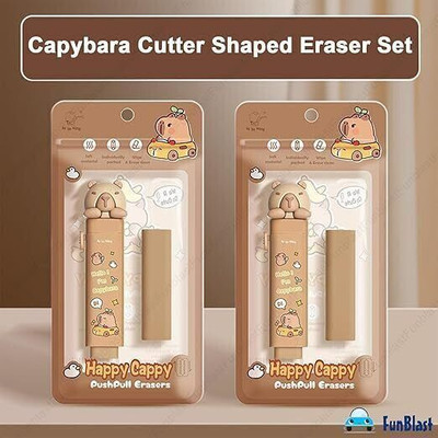 KLIDSHUSOZ TREASURE Happy Cappy Shaped Eraser Set for Kids, Stationary Set for Kids, Birthday Gift Non-Toxic Eraser(Set of 2, Multicolor)