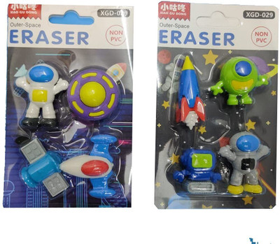 BKDT Marketing Global Astronaut Outer Space Solar Pattern Erasers - (Set of 2) - Birthday Gifts Non-Toxic Eraser(Set of 10, Multicolor)
