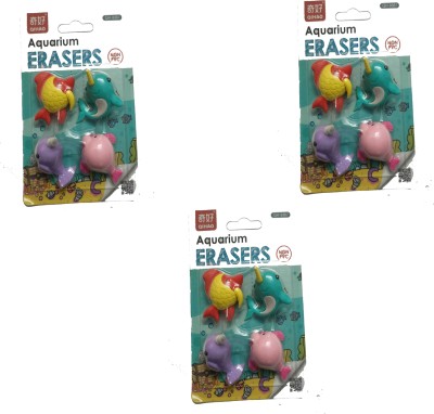 KEETY Aquarium Erasers For Kids (Pack of 2) Non-Toxic Eraser(Multicolor)