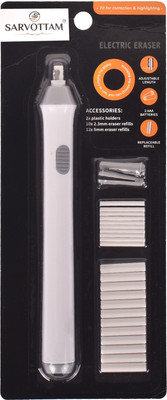 Sarvottam Electric Battery Operated Automatic Pencil Eraser with 22 Refills Non Toxic Non-Toxic Eraser(Set of 1, Black)