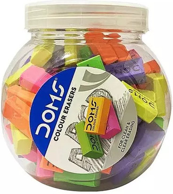 DOMS Eraser With Jar Rectangular Dust Free Non-Toxic Non-Toxic Eraser(Set of 100, Multicolor)