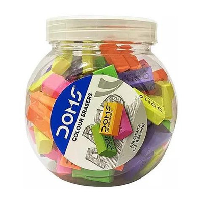 DOMS Eraser With Jar Rectangular Dust Free Non-Toxic Non-Toxic Eraser(Set of 100, Multicolor)