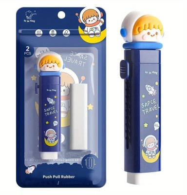 Arizuul Space Travel 3D Cute Pushpull Eraser For Kids Non-Toxic Eraser(Set of 1, Blue)
