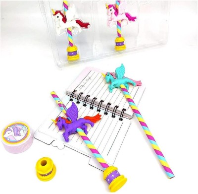 Bhive Unicorn theme Stationary Kit - Pencil Eraser And Sharpener Set Non-Toxic Eraser(Multicolor)