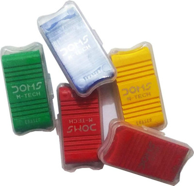 DOMS M-Tech with Keep Safe Case Non-Toxic Eraser(Set of 10, Multicolor)