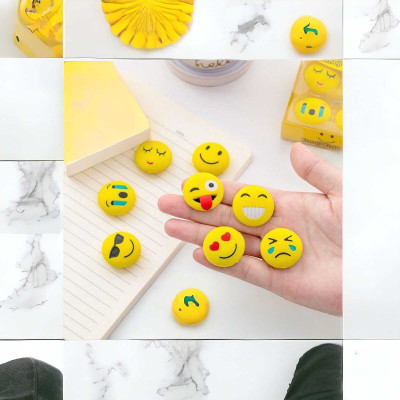 TinyBo Emoji Theme Eraser Set. Non-Toxic Eraser(Set of 6, Yellow)