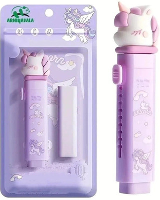 ARNIYAVALA Retractable Eraser Cute Erasers for Kids Push-Pull Rubber Eraser for Students Non-Toxic Eraser(Set of 1, Purple)