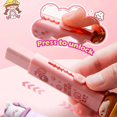HARDSOSH'S COUTURE Unicorn PushPull Eraser Pen with 2 Pcs Refill Eraser for Kids Eraser(Set of 1, Multicolor)