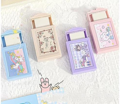 DEEGLO Cute Cartoon Design Magic Eraser Set, Large Size, 4 Pieces, Pastel Colours Non-Toxic Eraser(Multicolor)