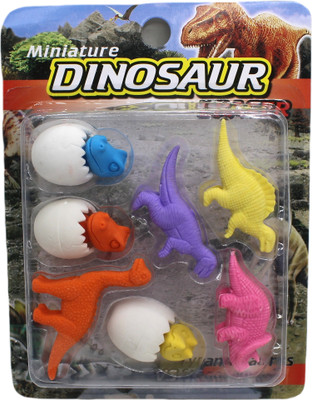 neoinsta shopping 4pc dinosaur, 3 eggs and 3 dinosaur kids eraser multicolor eraser set design 2 Non-Toxic Eraser(Set of 10, Multicolor)