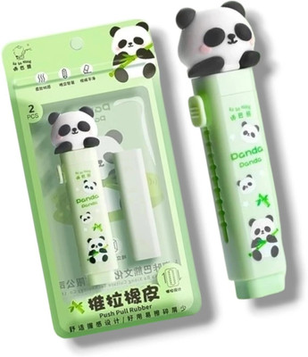 HANIYA ONLINE STORE Panda Cutter Shaped Eraser Set for Kids Rubber Eraser for Kids 2 Rifill Eraser Non-Toxic Eraser(Set of 2, MULTICOLOURS)