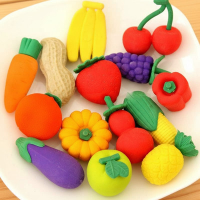 manrish 12 Pcs Soft Fruit & Vegetable Shaped Eraser Set for Kids Eraser(Set of 12, Multicolor)