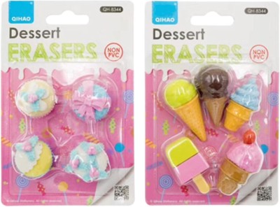 SYGA 9 Pcs Cartoon Shaped Rubber Erasers for Child Student Gift (Dessert) Eraser(Multicolor)