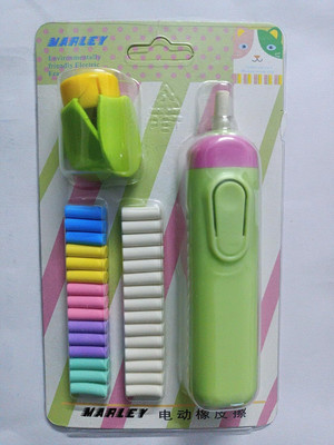 PSAHG Cute Electric erasers for Kids with Fan and (SET OF 1 AND 30 REFFILS) Non-Toxic Eraser(Set of 1, Green)